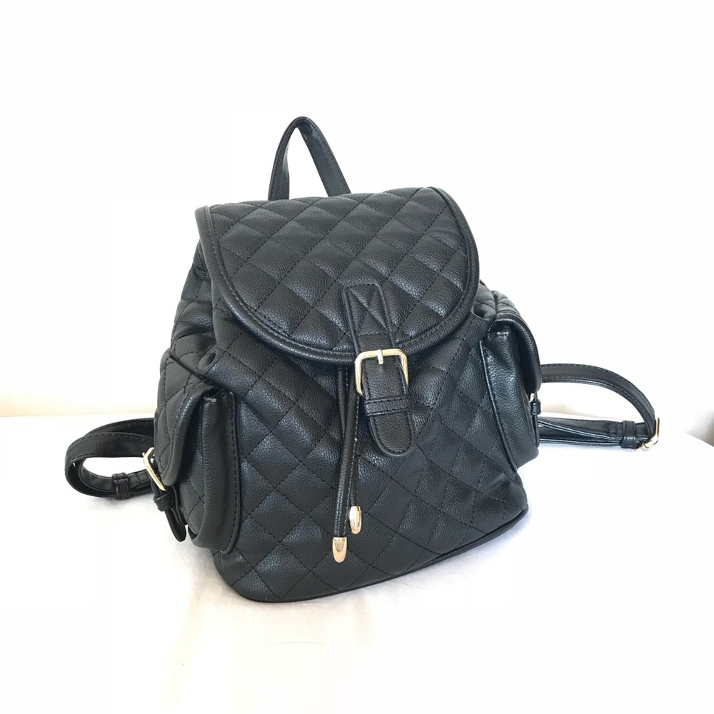 Black quilted backpack